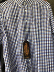 Panhandle Tuf Cooper Performance Blue & Brown Long Sleeve Button Up