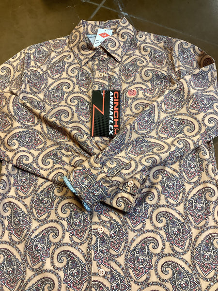 Women’s Cinch Arena Flex Peach Paisley Button Up