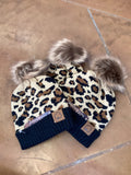 Kid’s  Cheetah Beanie With Pom on Top