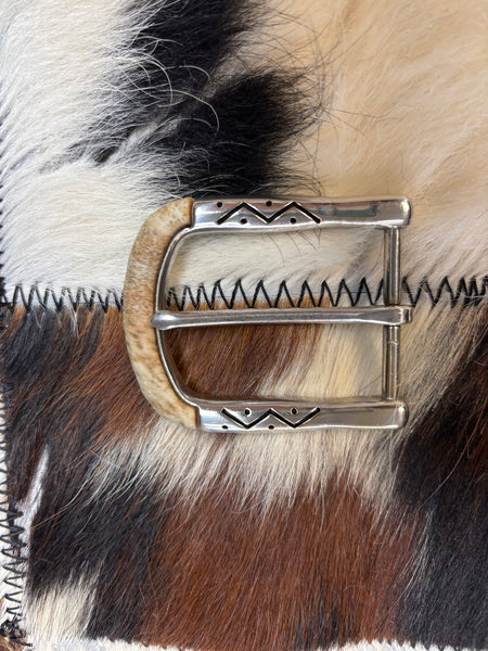 Silver and Tan Belt Buckle