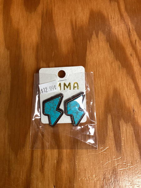 Turquoise and bronze Lightning Bolt Studs