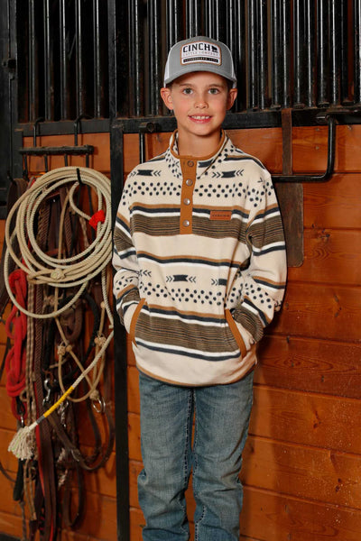 Kids Cinch Cream Fleece Pullover
