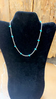 Turquoise and Sterling Silver 16” Necklace