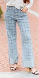 Light Wash Plaid High Raise Cuff Jeans