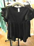 Tickled Teal Kids Black Waffle Ruffle Shirt