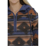 Cinch Women’s Blue Aztec Pullover Hoodie MAK9812001 MUL