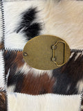 Oval Brass colored Textured Belt Buckle