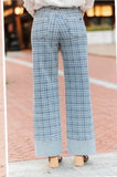 Light Wash Plaid High Raise Cuff Jeans
