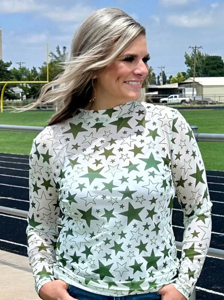 Sterling Kreek Women’s Green Star Mesh Top