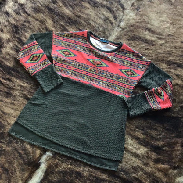 Army green and Aztec sweater