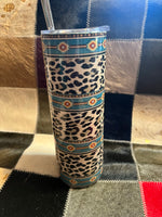 Tumbler - cheetah & turquoise aztec