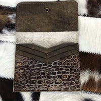 Card holder with snap- brown gator