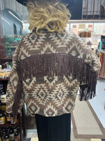 Brown fringe Aztec jacket