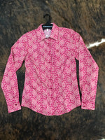 Women’s pink paisley Cinch Button Up