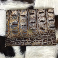 Card holder with snap- brown gator