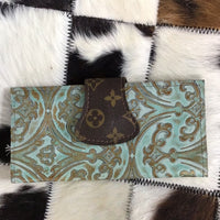 LV wallet- turquoise & gold