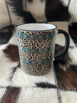 Coffee Mug - cheetah & turquoise aztec