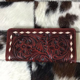 American Darling Wallet - red tooled leather