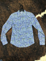 Women’s blue paisley Cinch Button Up BMUL