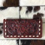 American Darling Wallet - red tooled leather