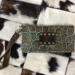 LV trifold wristlet wallet- turquoise turtle shell