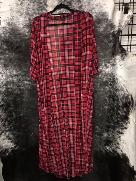 Crazy Train Red Plaid Duster