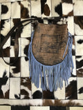 Cowhide with Blue Fringe Crossbody