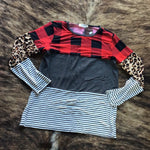 Cheetah and plaid long sleeve top