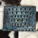 Card holder with snap- turquoise gator