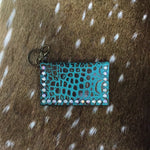 Becca Turquoise Gator Card Holder keychain w/ bling