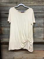 Crazy Train Beige Knotted Tee