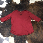 L&B Burgundy 3/4 Sleeve Criss Cross