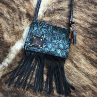Turquoise tooled leather purse