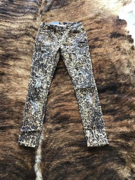 Cheetah Distressed Skinny Jeans