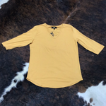 L&B Mustard 3/4 Sleeve Criss Cross