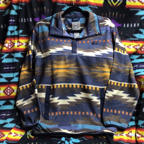 Men’s Cinch Fleece Pullover- blue